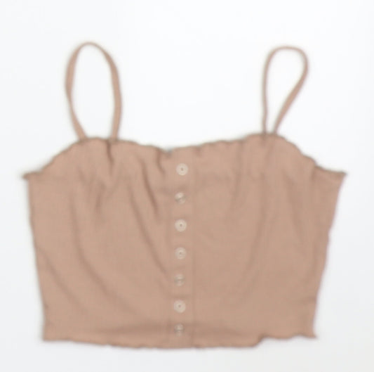 Primark Womens Orange  Polyester Cropped Tank Size 6 Round Neck