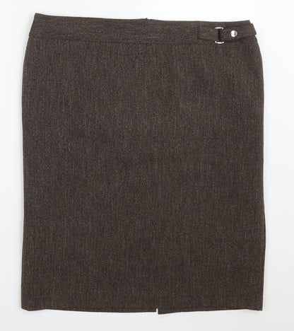 TWIGGY Womens Brown  Polyester Straight & Pencil Skirt Size 40 in   Zip