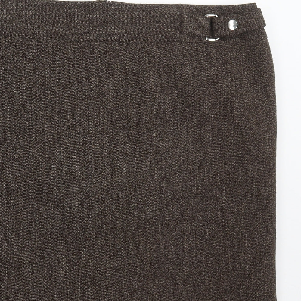 TWIGGY Womens Brown  Polyester Straight & Pencil Skirt Size 40 in   Zip