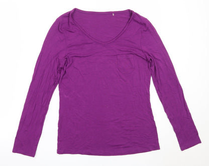 George Womens Purple  Viscose Basic T-Shirt Size 8 Round Neck