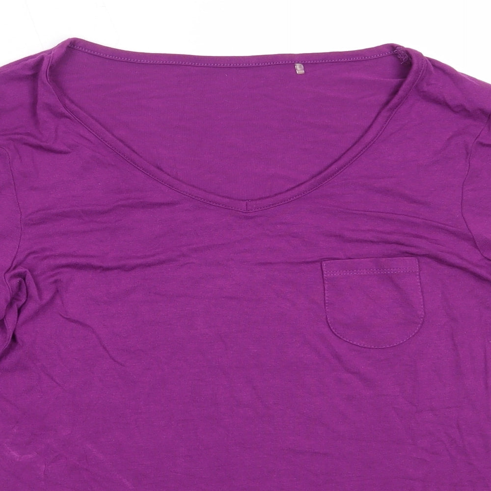 George Womens Purple  Viscose Basic T-Shirt Size 8 Round Neck