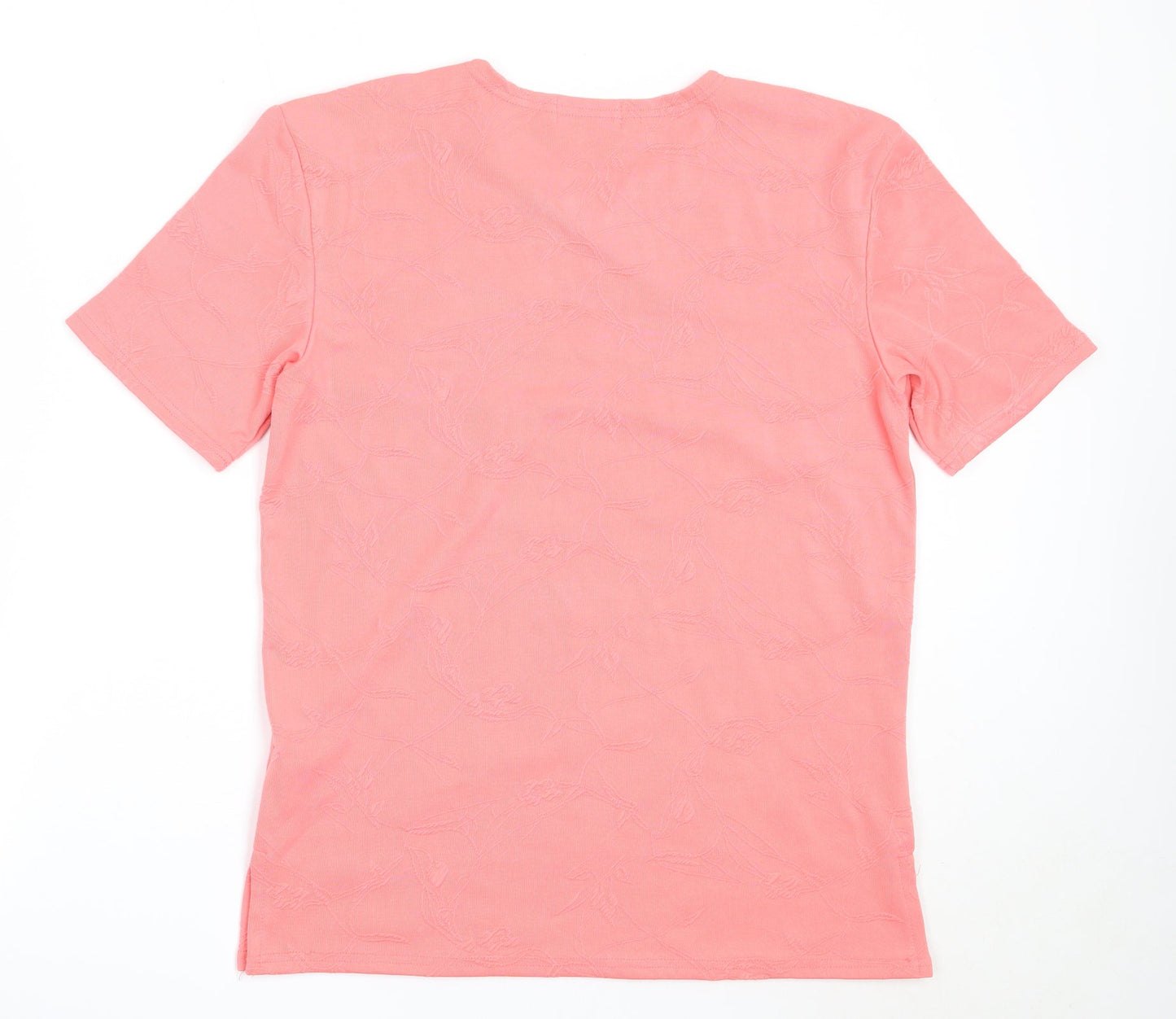 Bonita Womens Pink  Polyester Basic T-Shirt Size M V-Neck