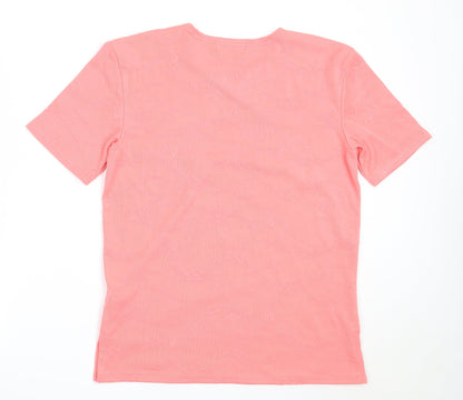 Bonita Womens Pink  Polyester Basic T-Shirt Size M V-Neck