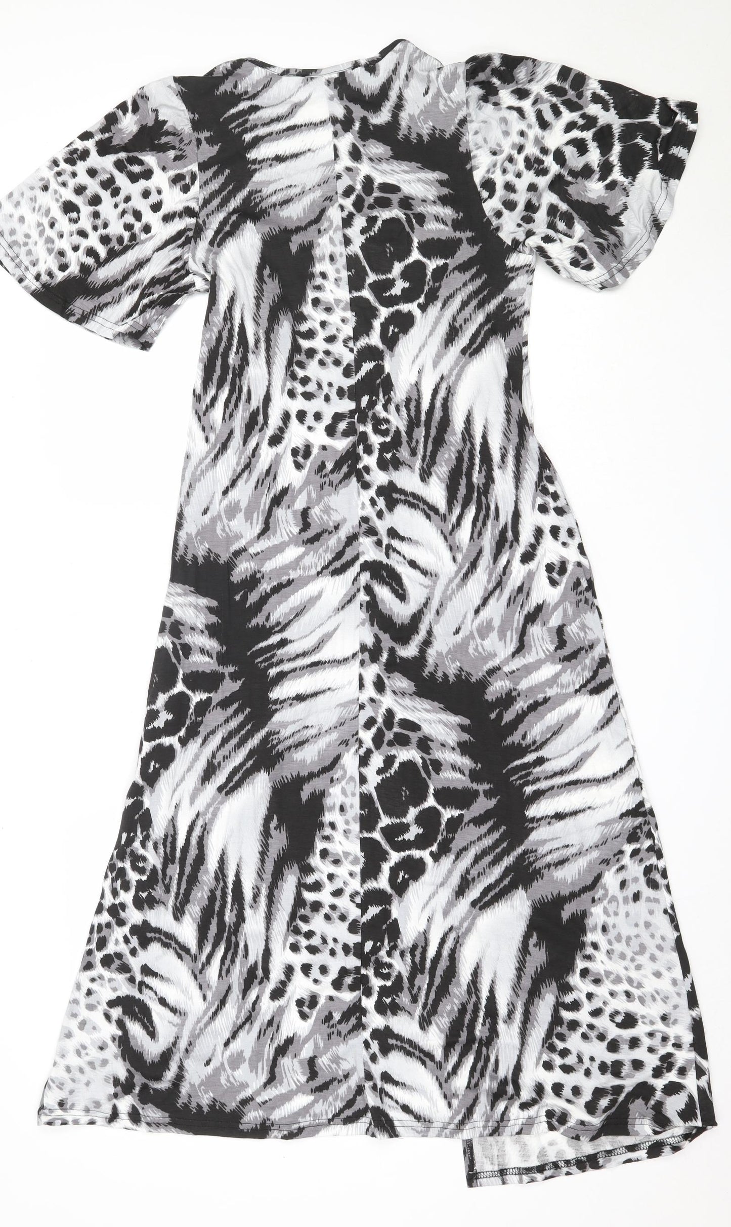 Studio Womens Black Animal Print Viscose Fit & Flare  Size 8  Round Neck