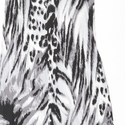 Studio Womens Black Animal Print Viscose Fit & Flare  Size 8  Round Neck