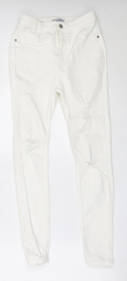Pull&Bear Womens Ivory  Cotton Skinny Jeans Size 36 L27 in Regular