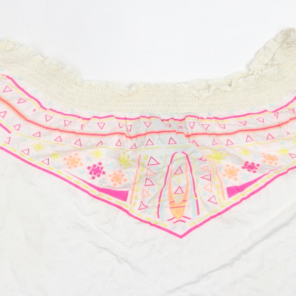 Primark Womens White  Viscose Basic T-Shirt Size 10 Off the Shoulder