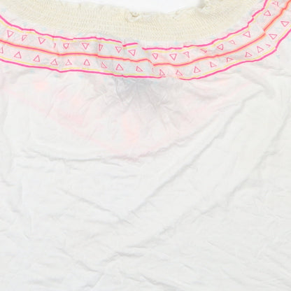 Primark Womens White  Viscose Basic T-Shirt Size 10 Off the Shoulder