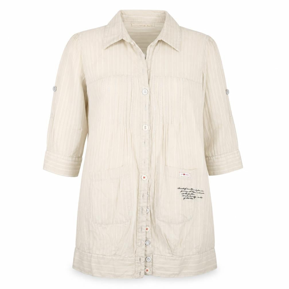 Womens UK Size 10 Preworn Beige Basic Button-Up