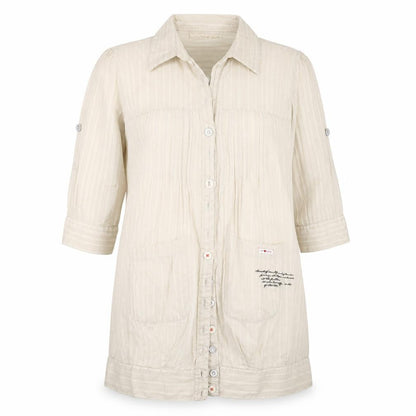 Womens UK Size 10 Preworn Beige Basic Button-Up