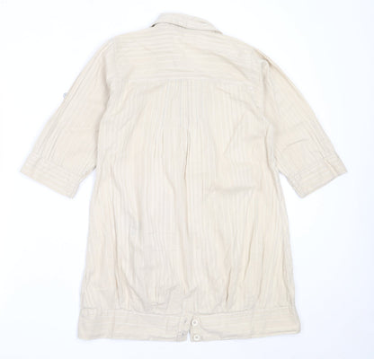 Womens UK Size 10 Preworn Beige Basic Button-Up