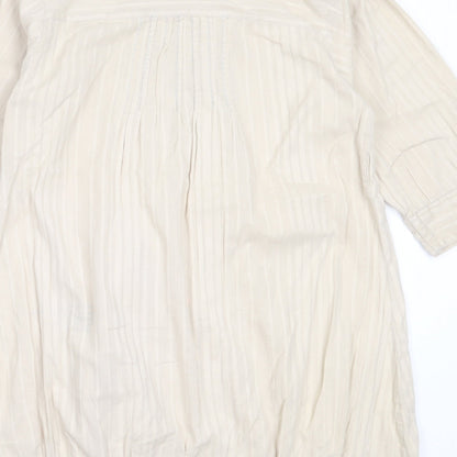 Womens UK Size 10 Preworn Beige Basic Button-Up