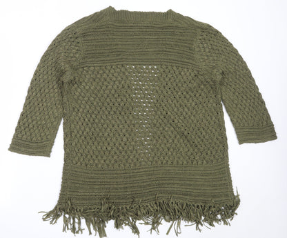 Womens UK Size M EWM Green Cardigan Jumper