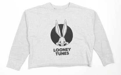 Primark Womens Grey  Cotton Pullover Sweatshirt Size XS   - Looney Tunes