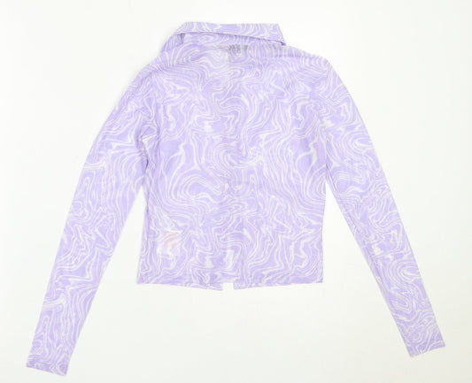 Brave Soul Womens Purple  Polyester Basic Button-Up Size XS Collared