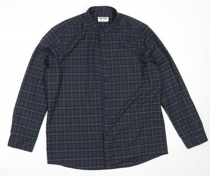 Mens UK Size XL Dunnes Stores Blue  Button-Up Long Sleeve Casual Shirt