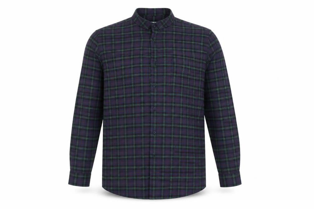 Dunnes Mens Blue Check Polyester  Button-Up Size XL Collared