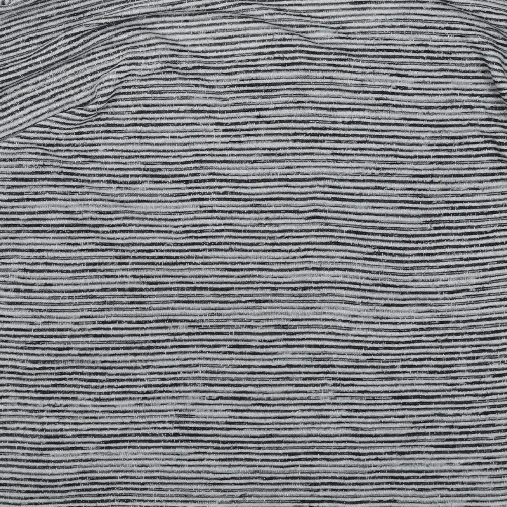 F&F Womens Grey Round Neck Striped Polyester Pullover Jumper Size 14