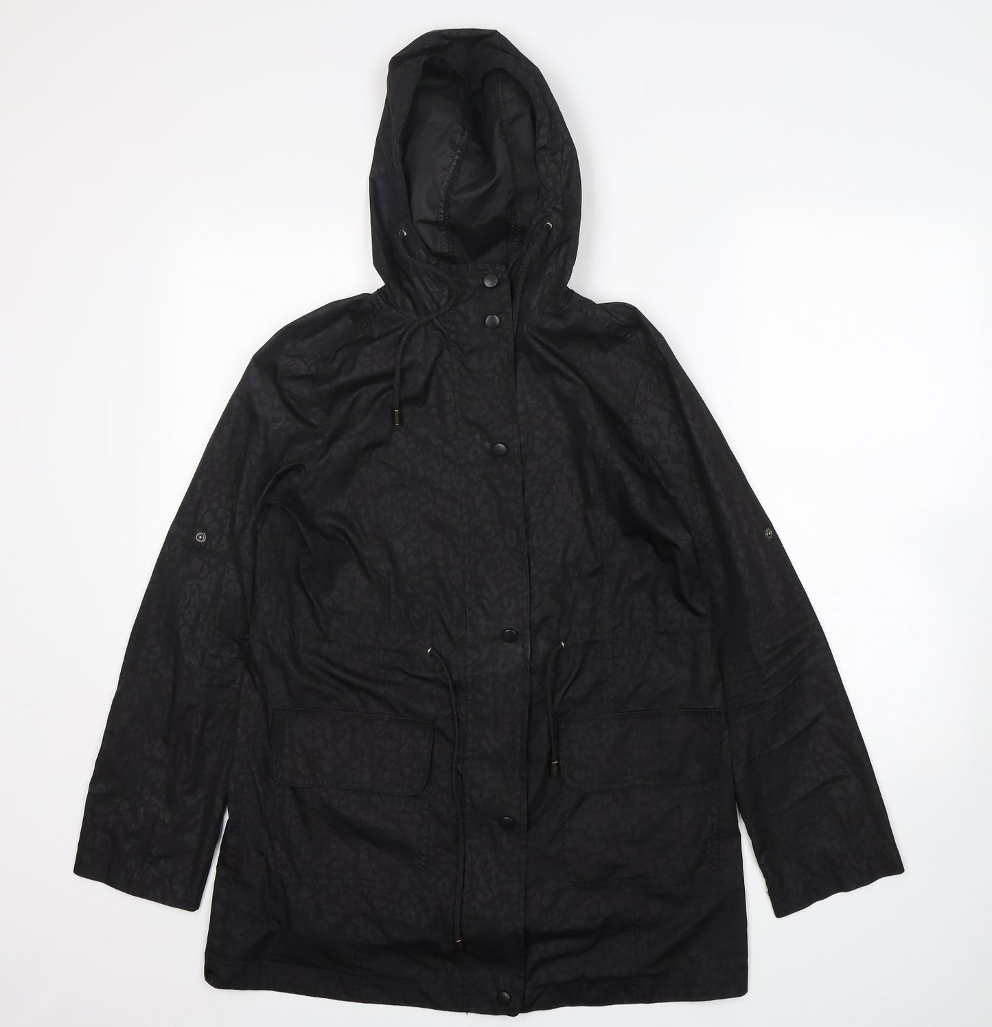 Papaya Womens Black Animal Print  Windbreaker Jacket Size 8