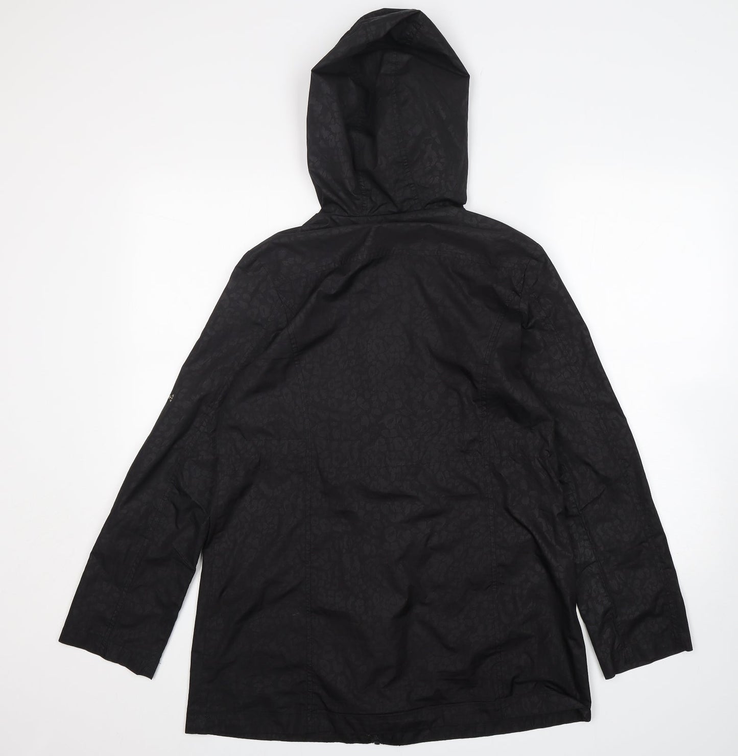 Papaya Womens Black Animal Print  Windbreaker Jacket Size 8