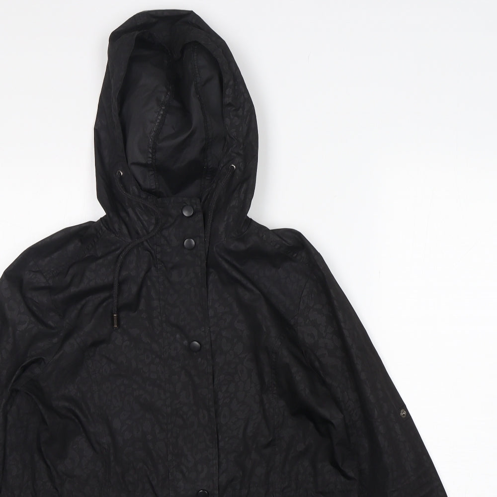 Papaya Womens Black Animal Print  Windbreaker Jacket Size 8