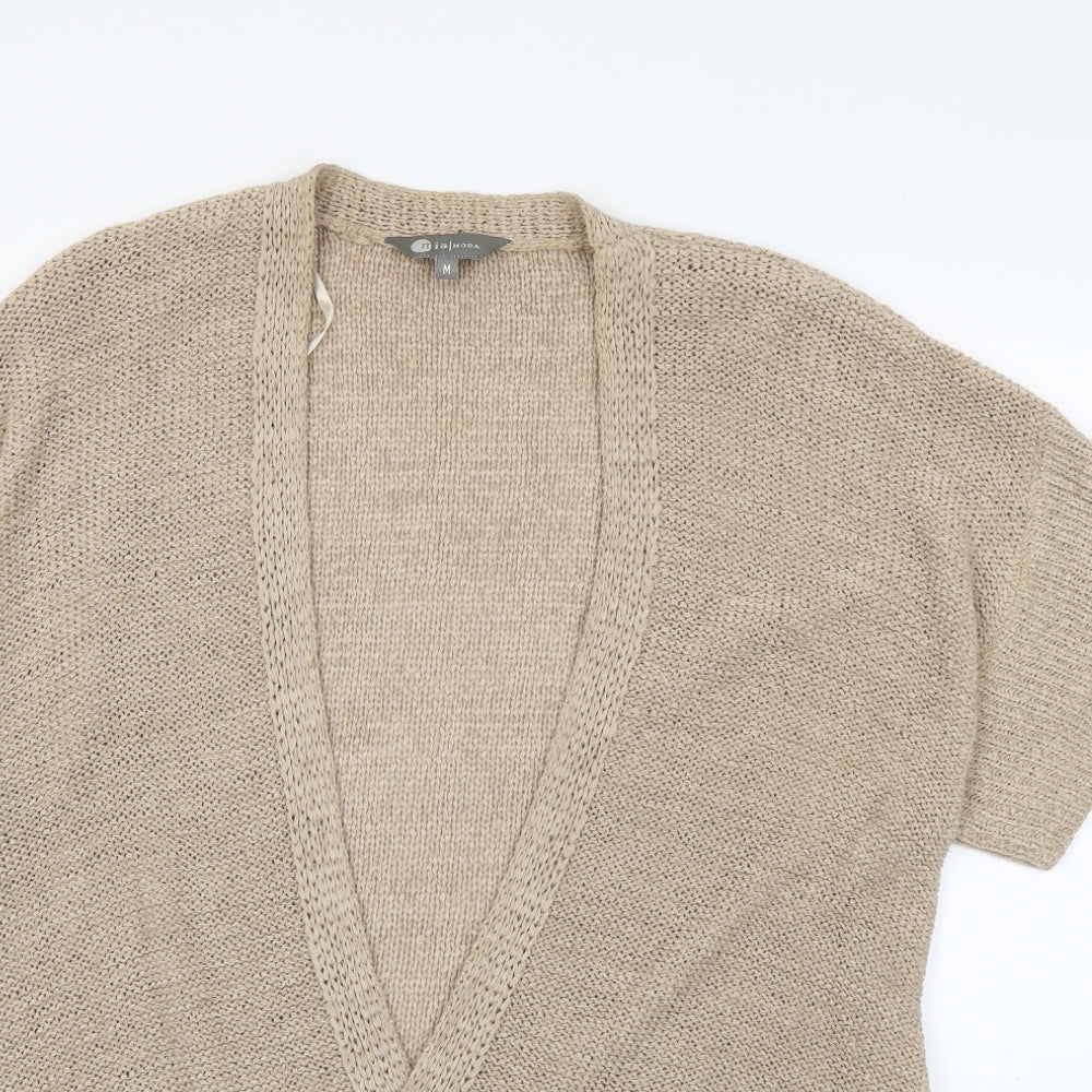 Womens UK Size M Mia Moda Beige Cardigan Jumper