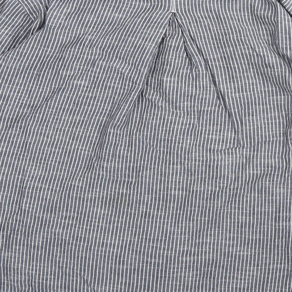 Primark Womens Grey Striped Cotton Basic Button-Up Size 4 Collared