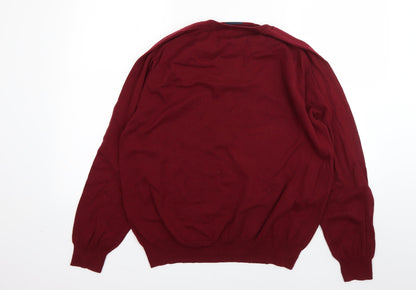 Hammond  Mens Red V-Neck  Cotton Pullover Jumper Size L