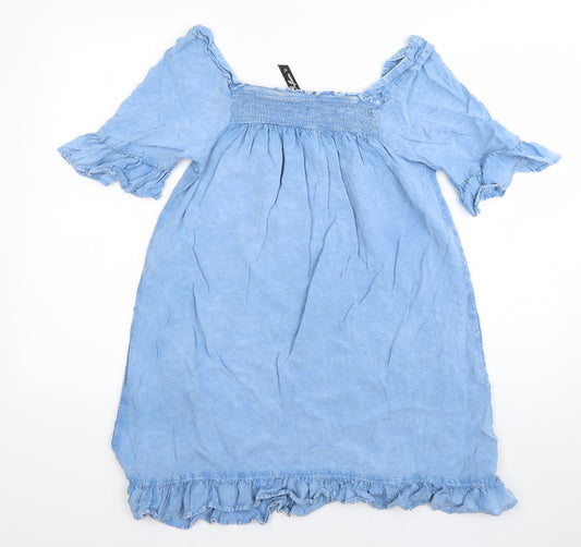 influence Womens Blue  Viscose Basic T-Shirt Size 10 Square Neck