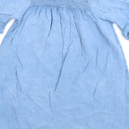 influence Womens Blue  Viscose Basic T-Shirt Size 10 Square Neck