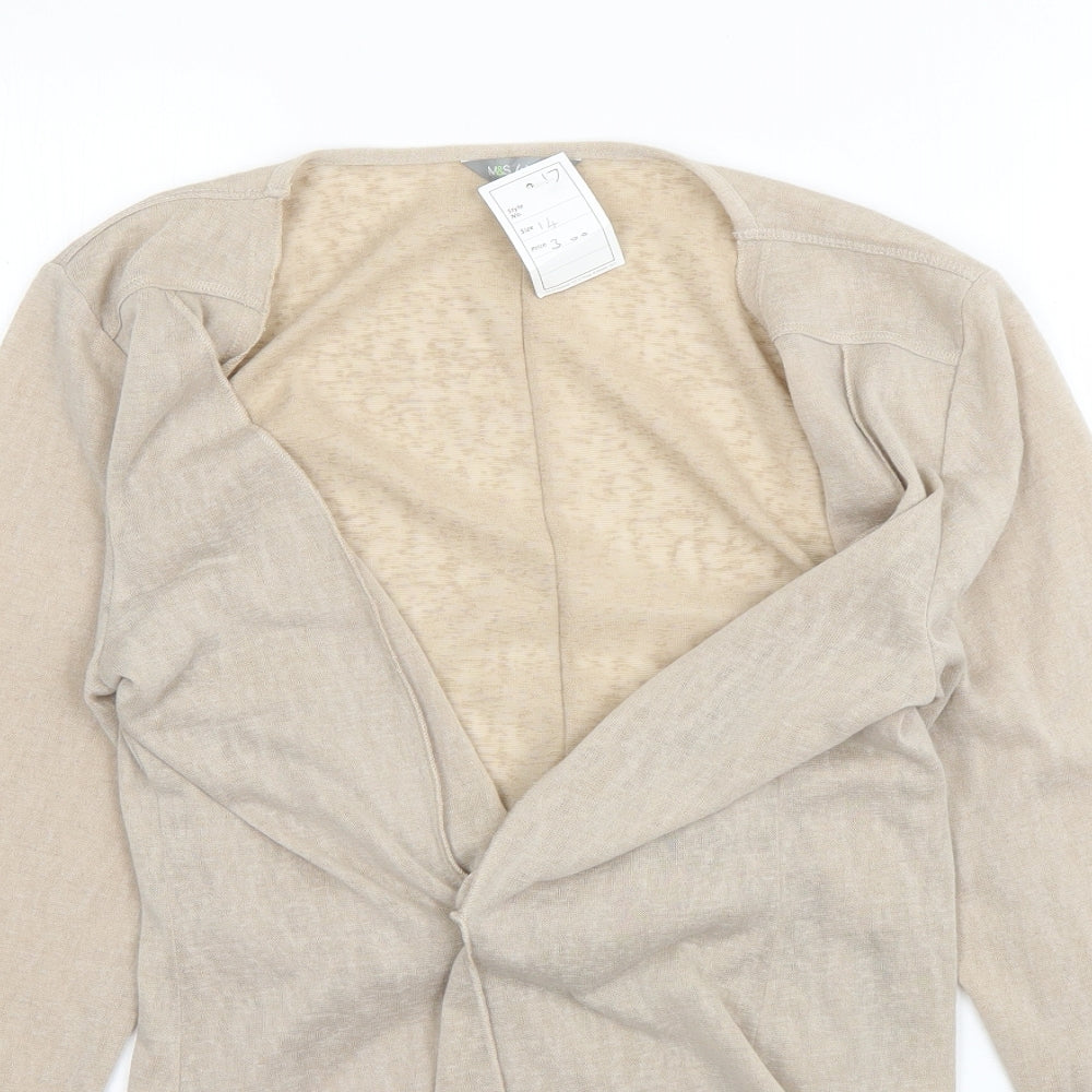 Womens UK Size 14 M&S Beige Cardigan Jumper