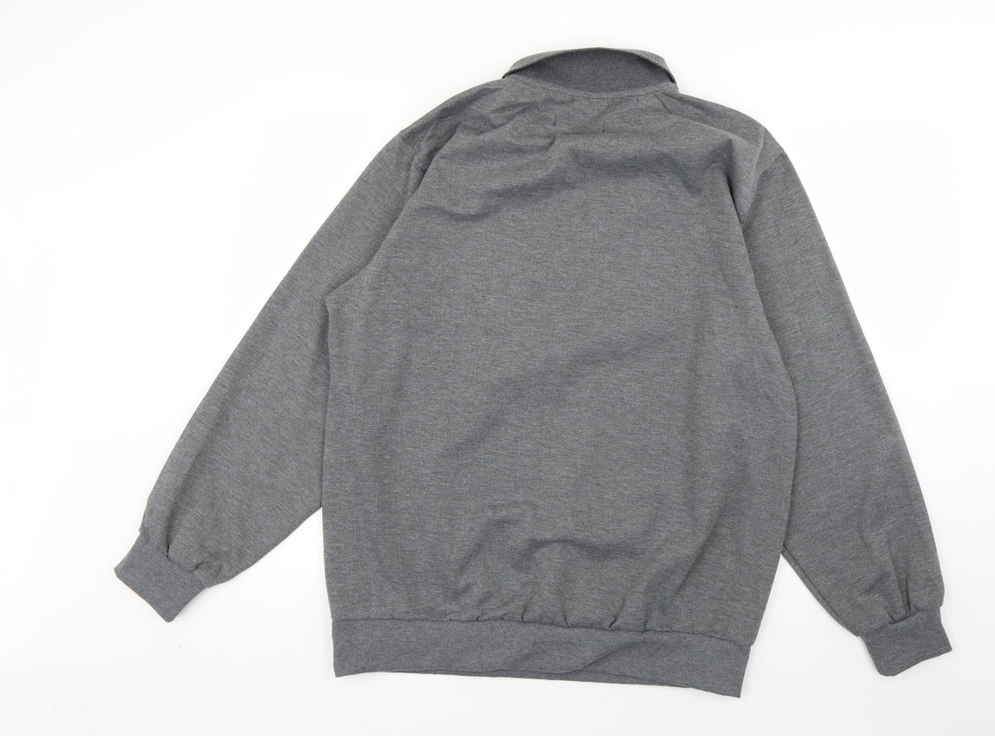 D Project Mens Grey Collared Check Polyester Pullover Jumper Size XL