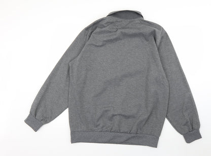 D Project Mens Grey Collared Check Polyester Pullover Jumper Size XL