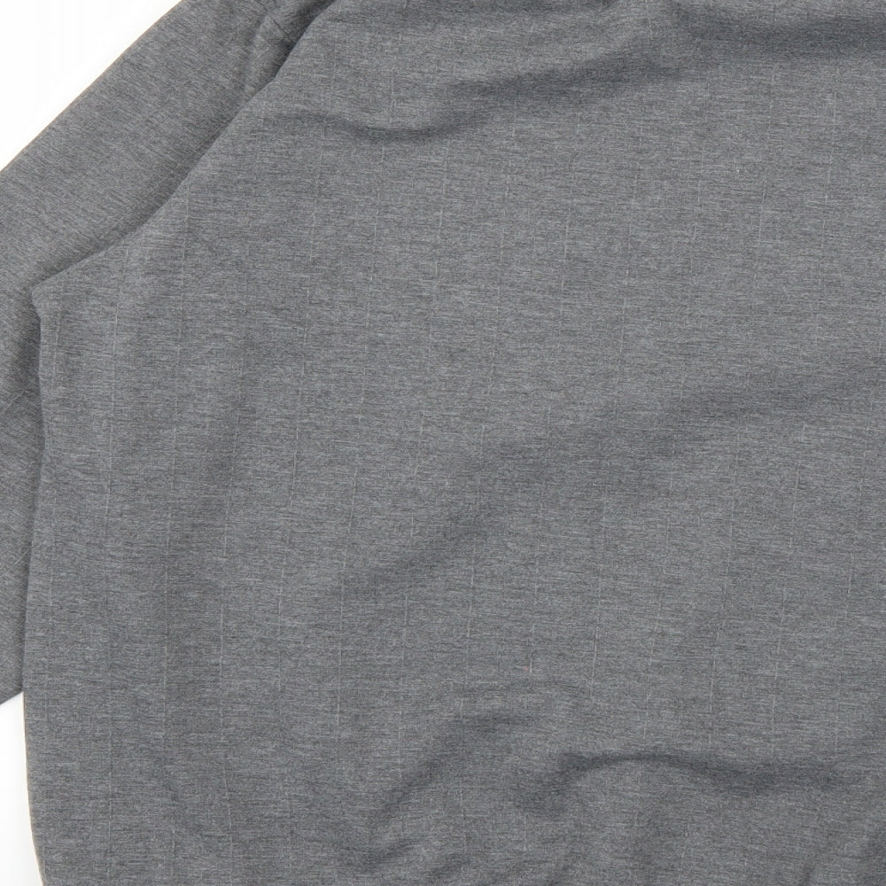 D Project Mens Grey Collared Check Polyester Pullover Jumper Size XL