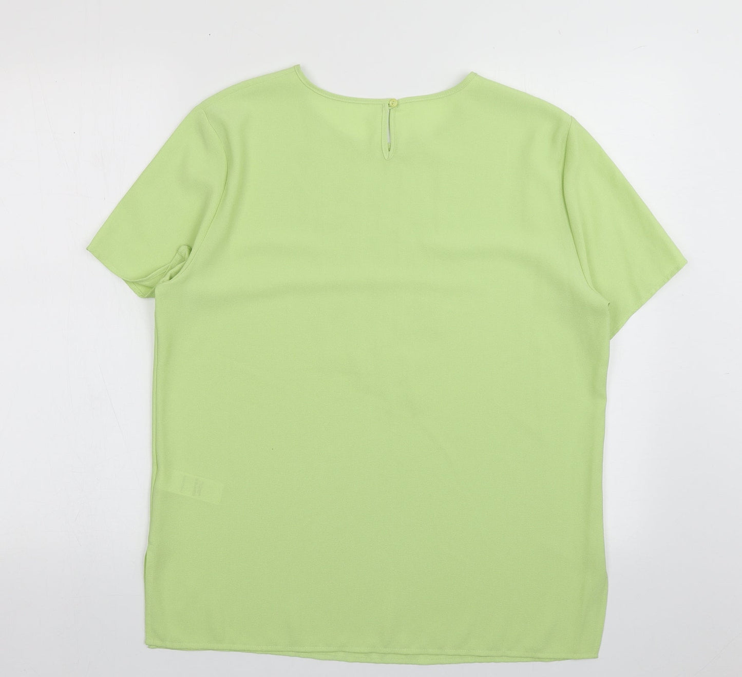 Marks and Spencer Womens Green Fair Isle Polyester Basic Blouse Size 14 Crew Neck