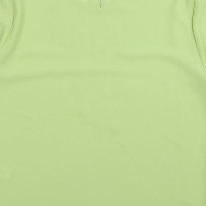 Marks and Spencer Womens Green Fair Isle Polyester Basic Blouse Size 14 Crew Neck