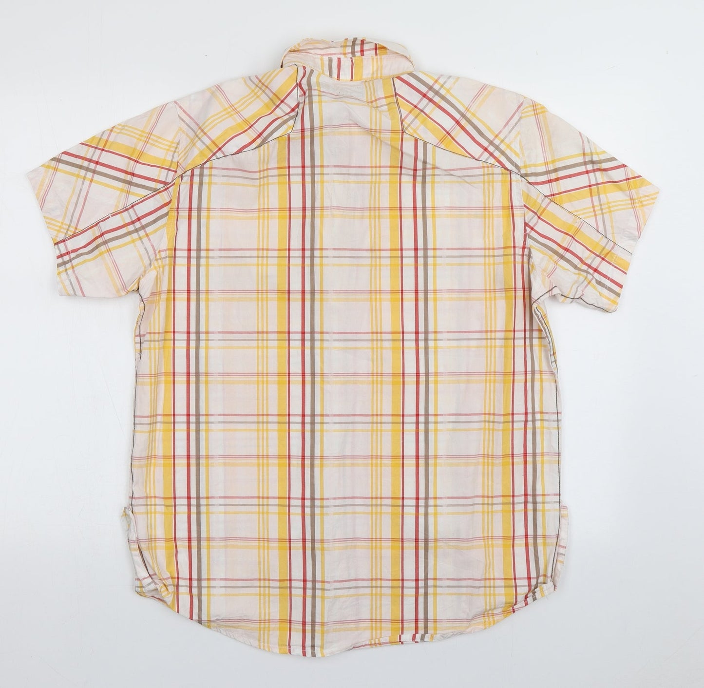 Mens UK Size L Mish Mash Yellow  Button-Up Short Sleeve Casual Shirt