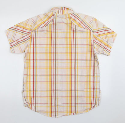 Mens UK Size L Mish Mash Yellow  Button-Up Short Sleeve Casual Shirt
