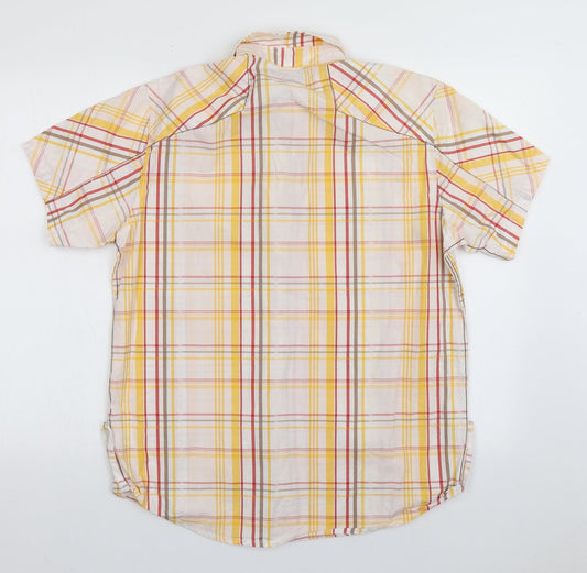 Mens UK Size L Mish Mash Yellow  Button-Up Short Sleeve Casual Shirt