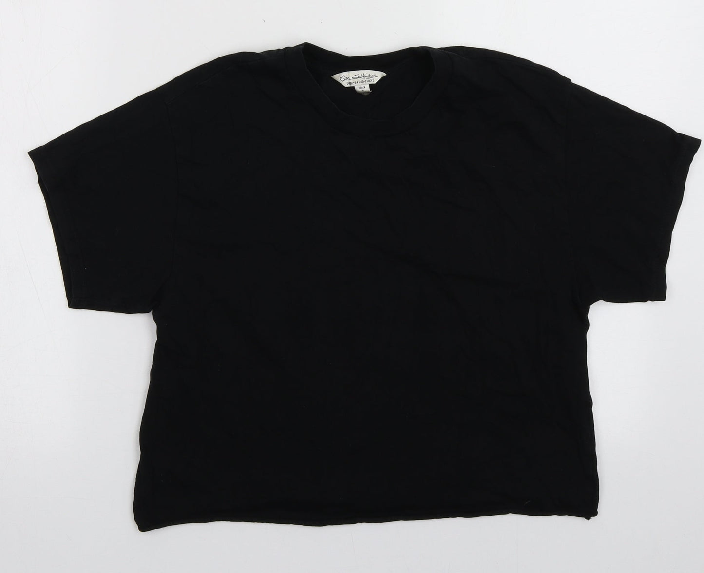 Womens UK Size XS Miss Selfridge Black Cropped T-Shirt