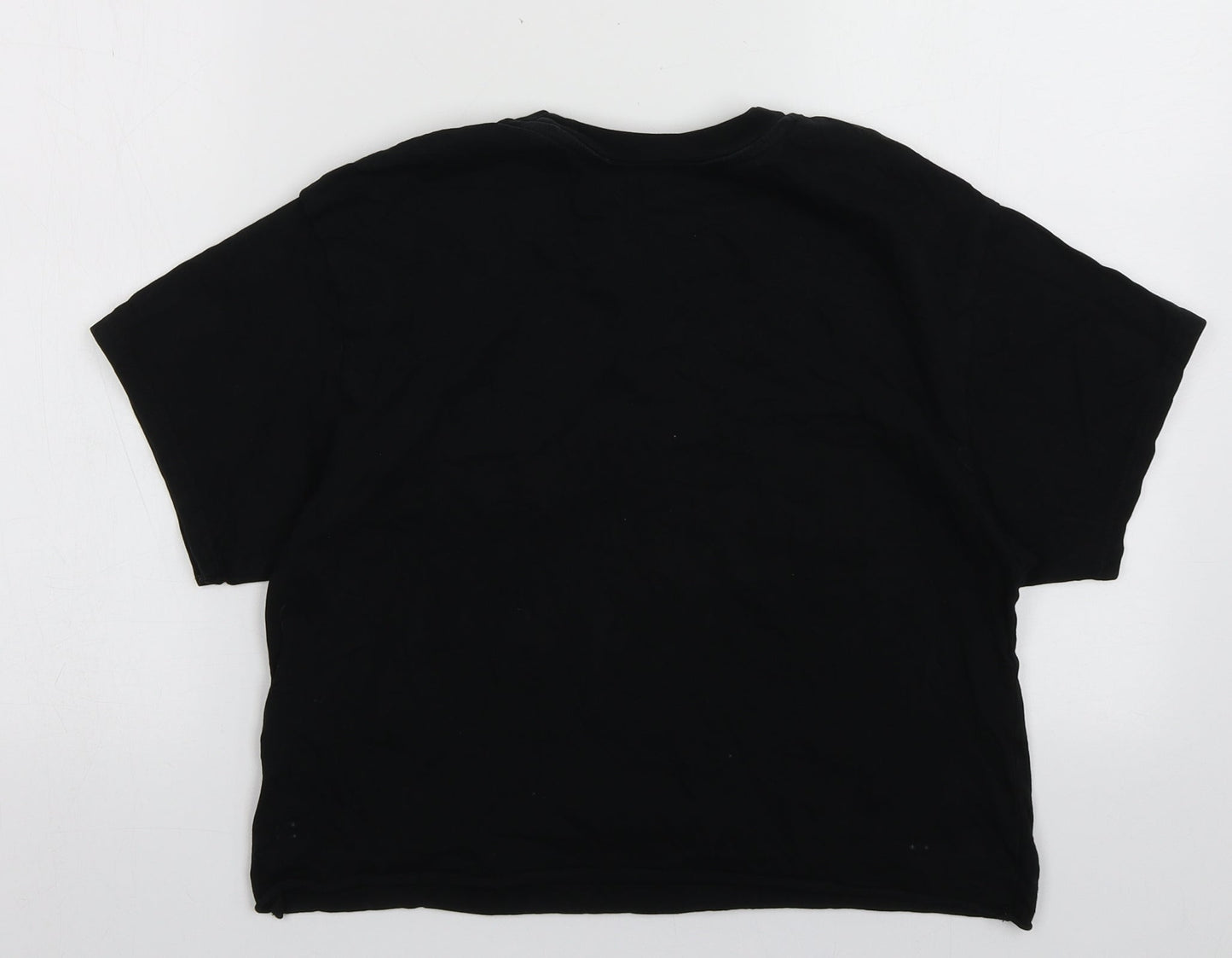 Womens UK Size XS Miss Selfridge Black Cropped T-Shirt