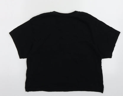 Womens UK Size XS Miss Selfridge Black Cropped T-Shirt