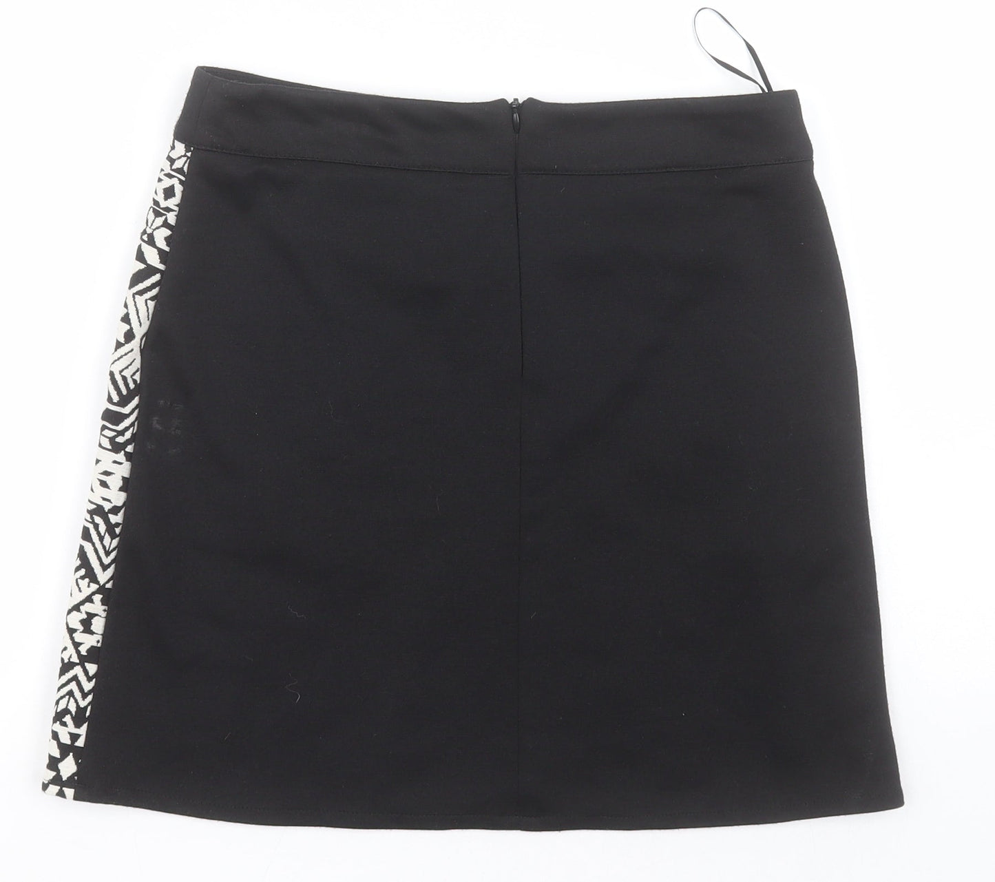 Primark Womens White Geometric Polyester A-Line Skirt Size 10   Zip