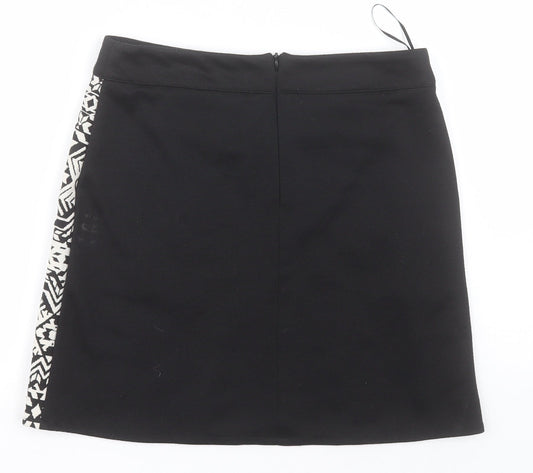 Primark Womens White Geometric Polyester A-Line Skirt Size 10   Zip