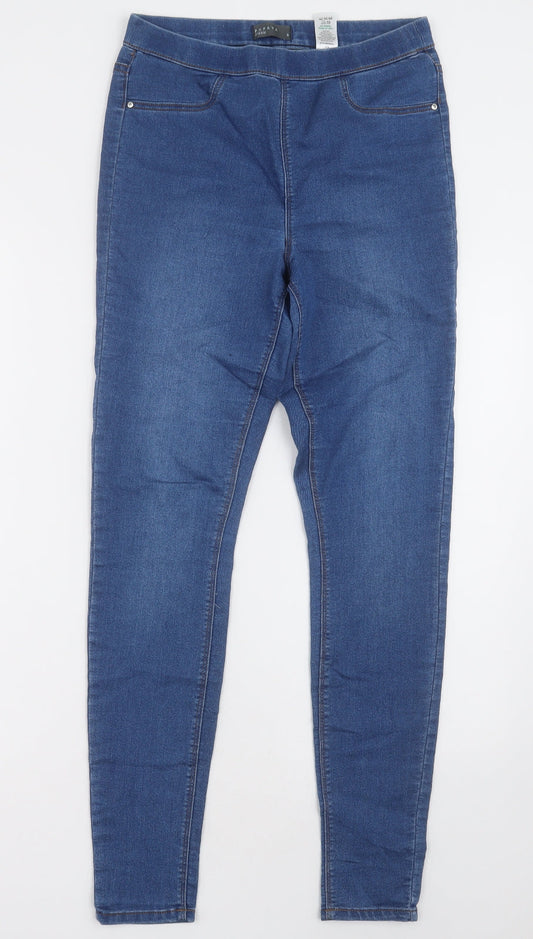 Matalan Womens Blue  Cotton Jegging Trousers Size 8 L30 in Regular