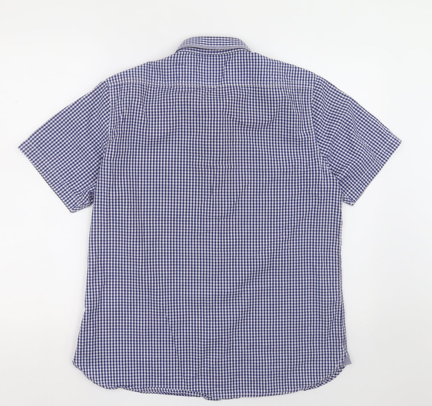 Mens UK Size L Mish Mash Blue  Button-Up Short Sleeve Casual Shirt