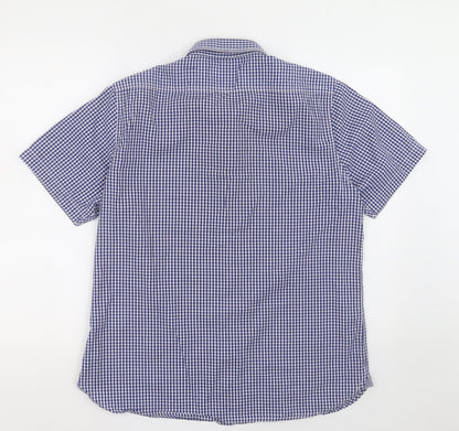 Mens UK Size L Mish Mash Blue  Button-Up Short Sleeve Casual Shirt
