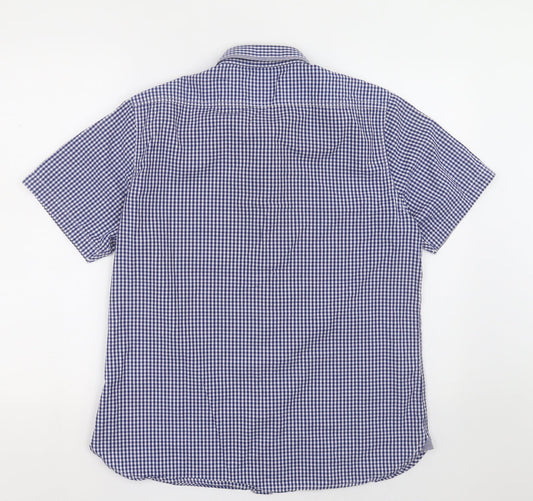 Mens UK Size L Mish Mash Blue  Button-Up Short Sleeve Casual Shirt