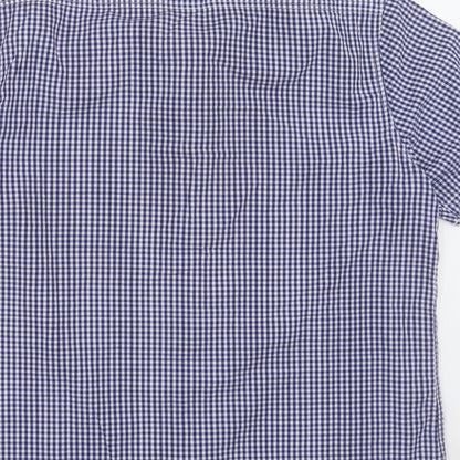 Mens UK Size L Mish Mash Blue  Button-Up Short Sleeve Casual Shirt
