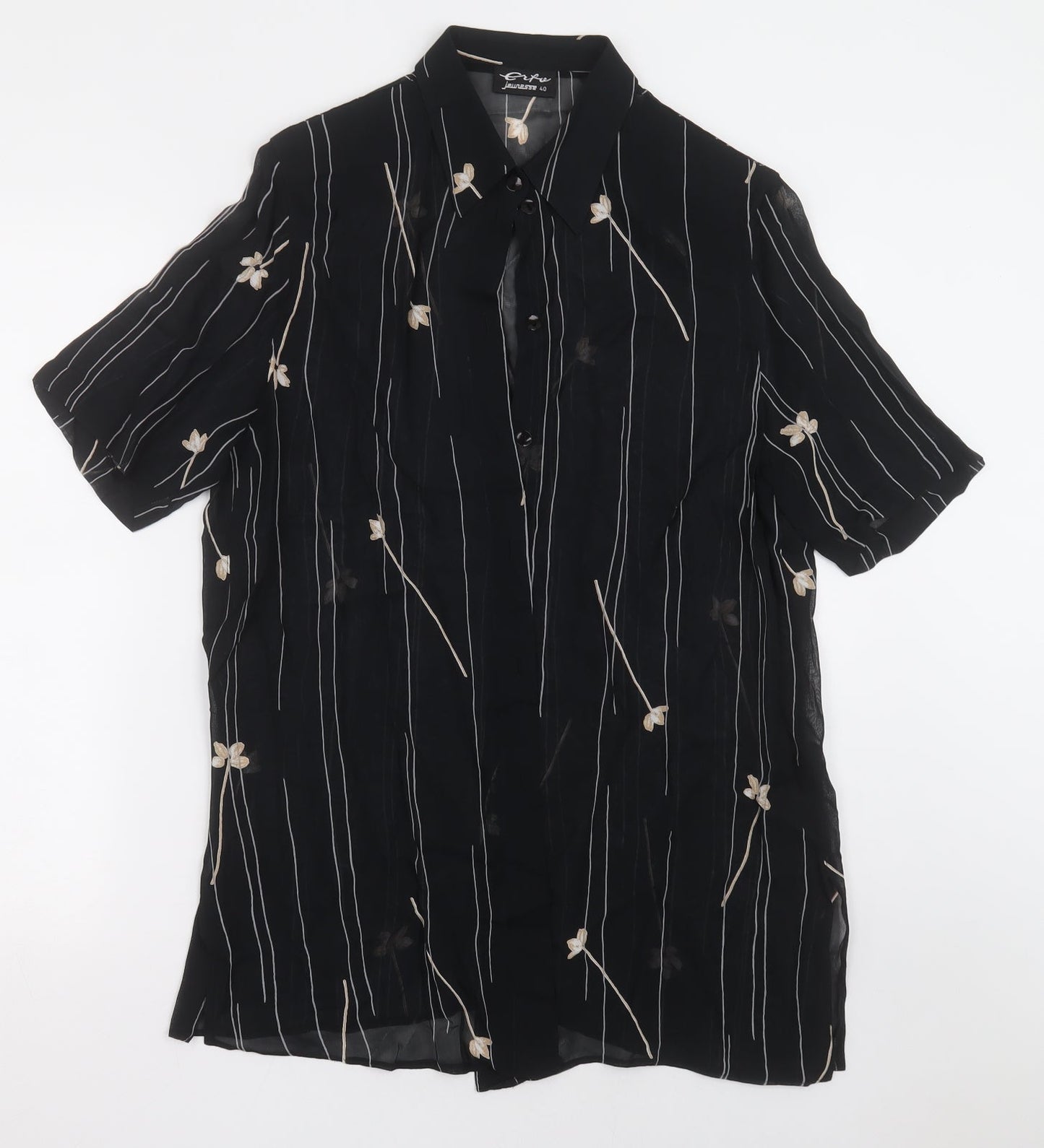 Womens UK Size 12 Preworn Black Basic Button-Up